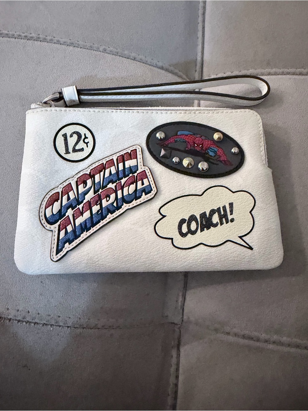 NWOT Coach White Captain America Patch Wristlet